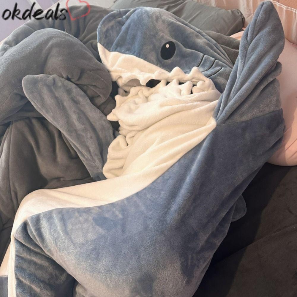 Okdeals ชุดนอนผ้าห่มฉลามผ้าการ์ตูนถุงนอนฉลาม