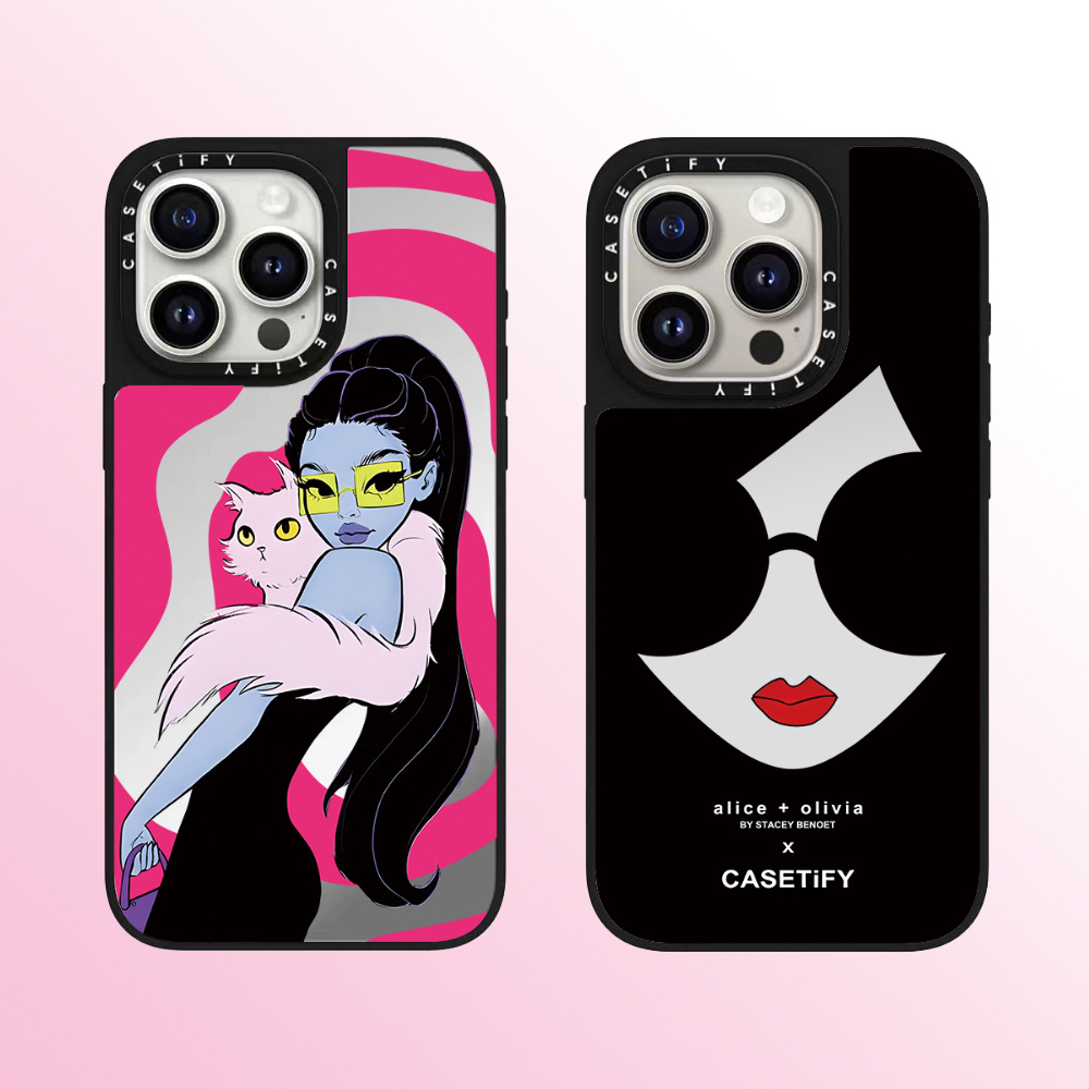 Casetify แว่นตากันแดดสาวกระจกคุณภาพสูงเคสโทรศัพท์เหมาะสําหรับ iPhone 16promax 16pro 16 plus 15 promax 14 promax 15 pro 14 pro 13 pro 12 แฟชั่น Anti Drop Hard Case