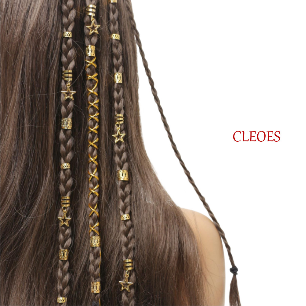 Cleoes 36pcs Star Decor แหวนผม Dread ล็อคผม Braiding โลหะ Cuffs คลิปสกปรก Braids Headwear ถักเชือกผู้ชาย