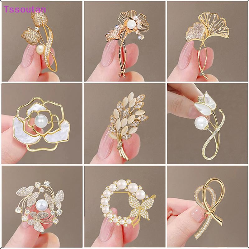 [TSST] แฟชั่นน่ารักนกผีเสื้อดอกไม้เข็มกลัดสําหรับผู้หญิงเสื้อชุดlapel Pin Anti-Glareคงที่เสื้อกันหนาวเสื้อผ้าอุปกรณ์เสริมของขวัญTAN
