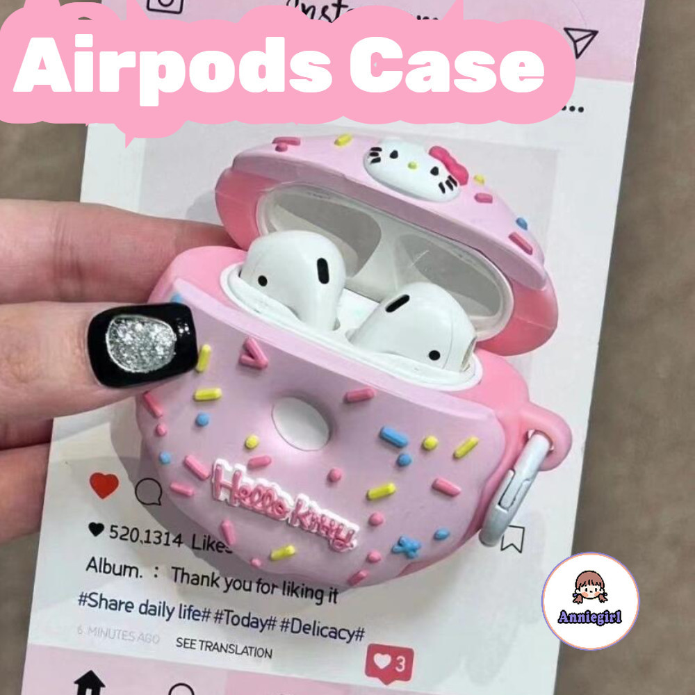 แมวน่ารัก Doughnut หูฟังสําหรับ Airpods 1/2/3/Pro 2 AirPods 4 Anti-lost หูฟังไร้สายบลูทูธชุดหูฟัง Dirt Resistance ฝาครอบป้องกัน