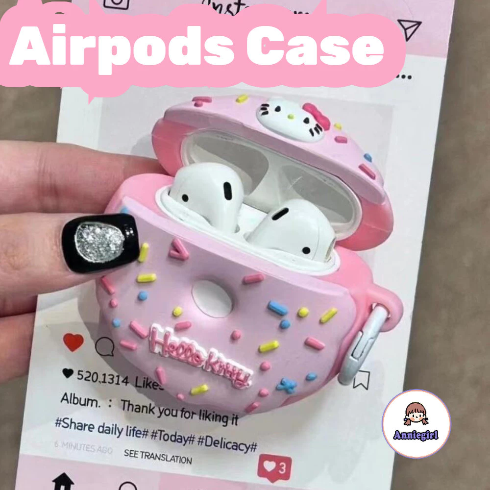 แมวน่ารัก Doughnut หูฟังสําหรับ Airpods 1/2/3/Pro 2 AirPods 4 Anti-lost หูฟังไร้สายบลูทูธชุดหูฟัง Dirt Resistance ฝาครอบป้องกัน