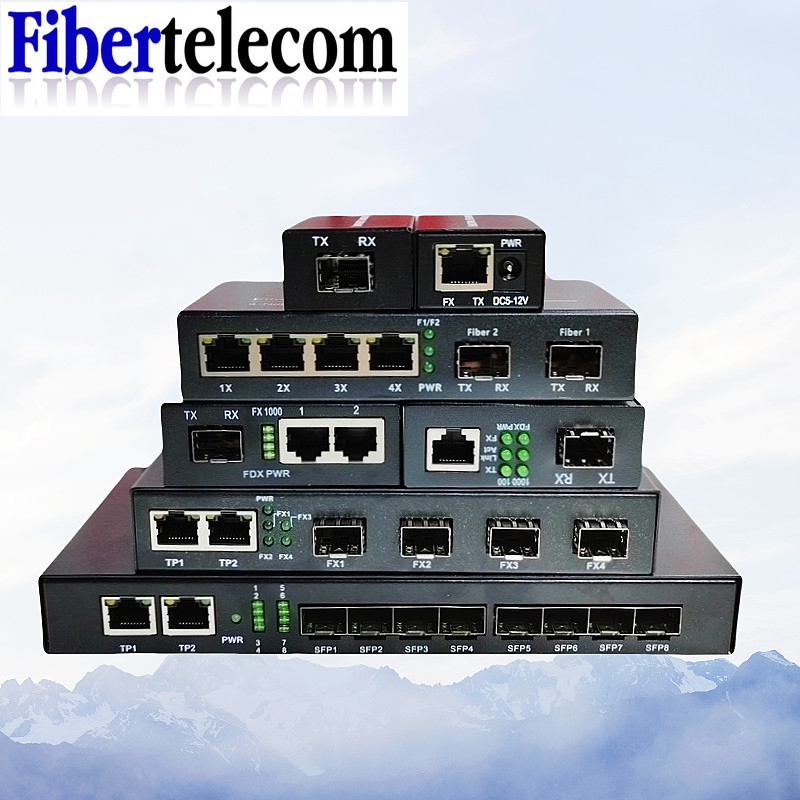 Ethernet fiber Switch พอร์ต SFP Gigabit SFP Media converter 1000Mbps Optical fiber Switch 1F1E 2F2E 