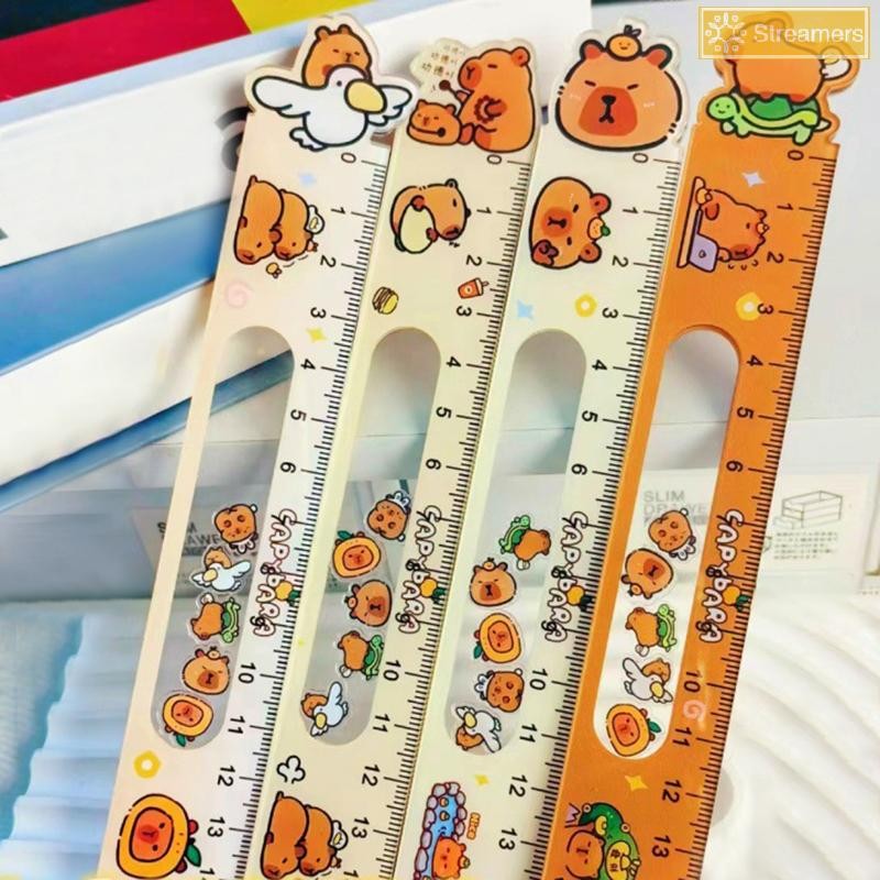 {Streamers} 1pc 15 ซม.ไม้บรรทัดวาดความงามสูงน่ารักการ์ตูน Capibala นักเรียนเรียนรู้เครื่องเขียนเครื่องมืออะคริลิค Rocker ไม้บรรทัดใหม่