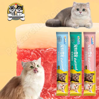 10ชิ้น ขนมแมวเลีย แมวเลีย ขนมแมว ขนมหมา แมวเลียมีโอ ขนมเเมว ขนมเลียแมว มีให้เลือก3รส รสไก่/ปลาคอด/รสทูน่า 15g