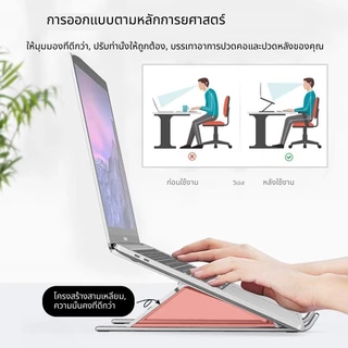 ขาตั้งโน๊ตบุ๊คอลูมิเนียม ขาตั้งโน๊ตบุ๊ค ขาตั้งแท็บเล็ตกันลื่น พับได้ ขาตั้ง iPad ปรับได้ 7 ระดับ
