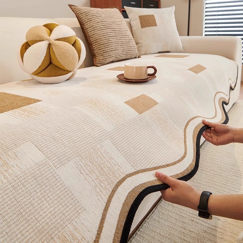 เบาะโซฟาป้องกันฝุ่นผ้าคลุมโซฟา 2025 สไตล์ใหม่ Chenille รูปทรงพิเศษ Four Seasons Universal ชิ้นเดียวคงที่กันลื่นผ้าคลุมโซฟาระดับไฮเอนด์ผ้า