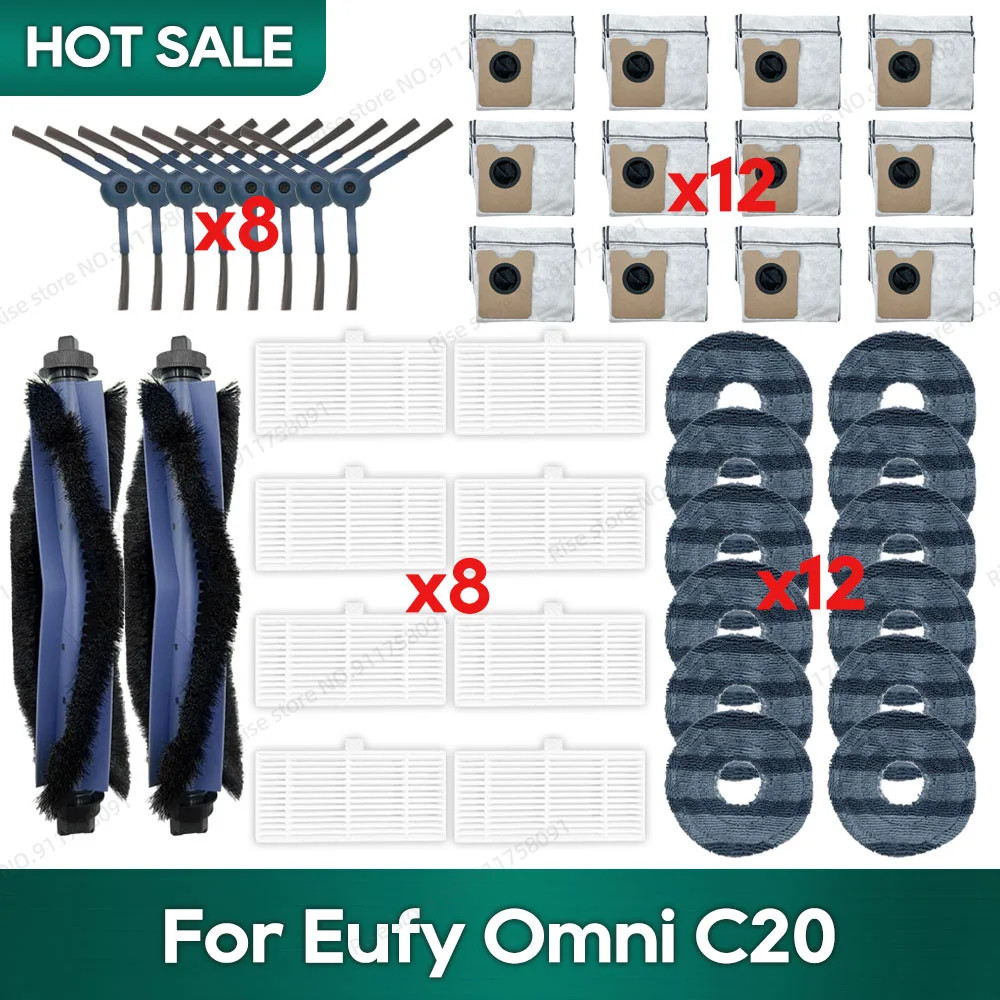เข้ากันได้กับ Eufy Omni C20 อุปกรณ์เสริมถุงเก็บฝุ่น Hepa Filter Roller แปรงด้านข้าง Mop ผ้าอะไหล่