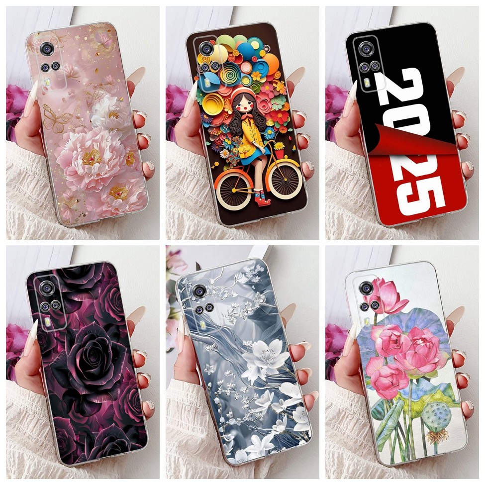 เคส Vivo Y31 V2036 ความงามแมวน่ารักแฟชั่นดอกไม้ทาสีฝาหลัง Vivo Y31 2021 เคสโทรศัพท์