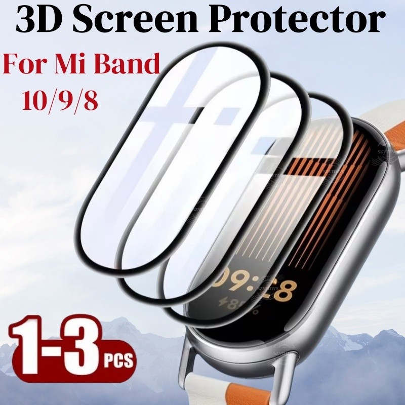 สําหรับ Xiaomi Mi Band 10 9 8 ป้องกันหน้าจอฟิล์มคลุมทั้งหมดโค้งอุปกรณ์เสริม Smartwatch สําหรับ Mi Ba