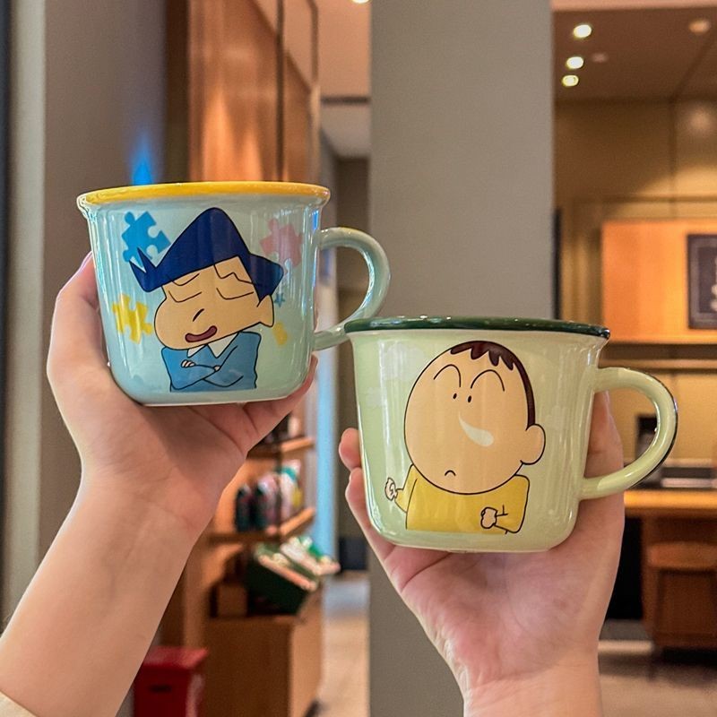 Preferred#Cute Crayon Shin-chan Family of Four Breakfast Cups High-Quality Ceramic Mugs Children's M