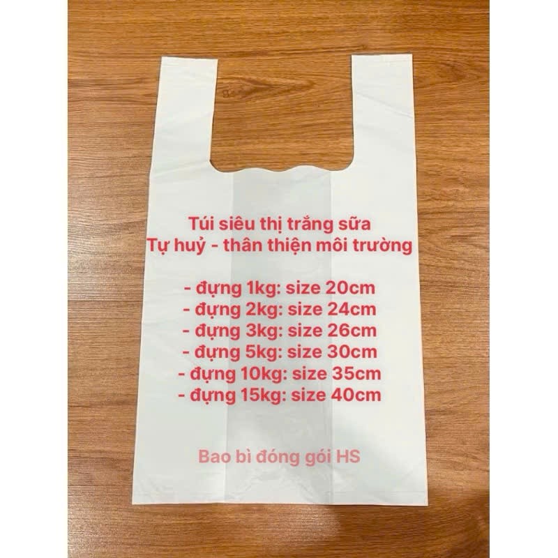 1กก. MILK WHITE FOAM BAG - 2 HANDLES - TYPE 1 - BIOLOGICAL SELF-DESTRUCTIVE, SUPERMARKET NILON BAG