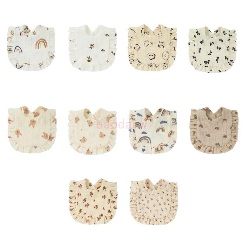BDW แฟชั่น PrintBurrp ผ้าขนาดใหญ่ Bib เด็กทารกเด็กผู้หญิง Ruffle Bib ผ้าพันคอคอ