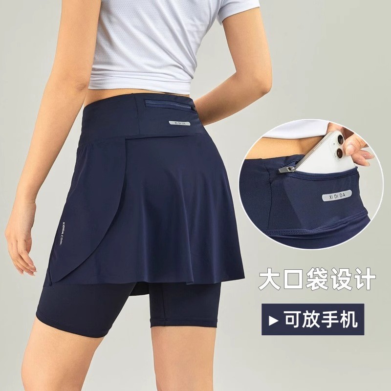 กีฬา Quick-Drying กางเกงห้าจุดกางเกงกระโปรงผู้หญิงแบดมินตันชุดเทนนิสกระเป๋ากระโปรงโยคะฟิตเนสวิ่ง