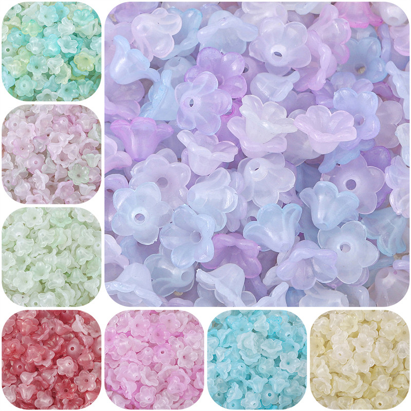 100 ชิ้นโปร่งใส Lily of the valley ลูกปัดอะคริลิค Gradual เปลี่ยน 2 สีดอกไม้ลูกปัดสร้อยคอ DIY เครื่องประดับ ACCsories