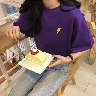🌟Alva🌟 พร้อมส่งในไทย เสื้อยืด คอกลม แขนสั้น ลายปัก Day & Night ผ้านิ่ม ผ้าลื่น สวมใส่สบาย ลวดลายน่ารัก#9012