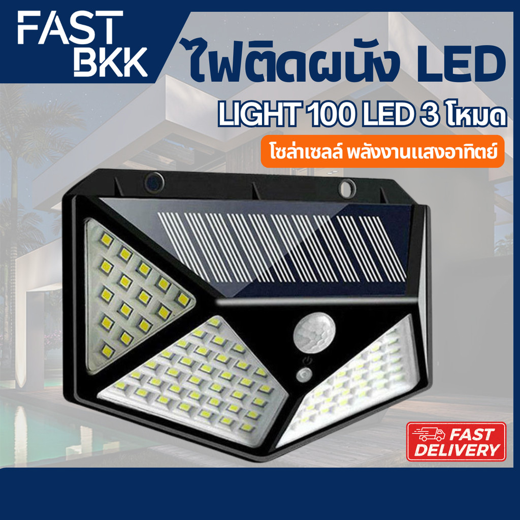 [ ส่งในไทย ] ไฟติดผนังโซล่าเซลล์ LED 3 โหมด ไฟออก4ทาง ไฟติดผนังโซล่าเซลล์พลังงานแสงอาทิตย์ เซ็นเซอร์