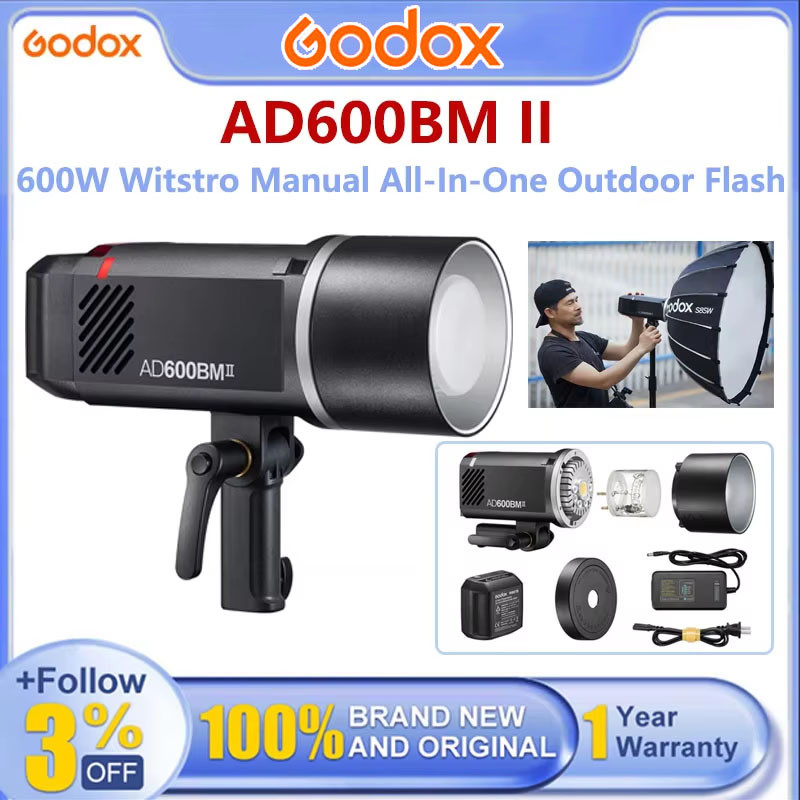 Godox AD600BMII AD600BM II แฟลชกลางแจ้งออลอินวันแบบแมนนวล Witstro!แฟลชกล้องภายนอก 600W One-Tap Sync
