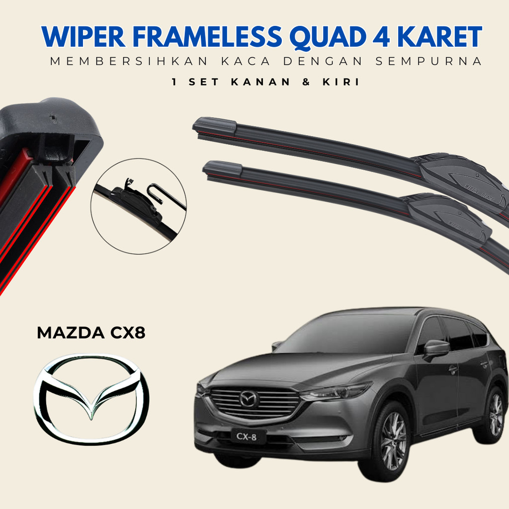 Quad Mazda Cx 8 Premium Car Wiper หนึ่งคู่ซ้ายขวา 4STRIPS WIPER
