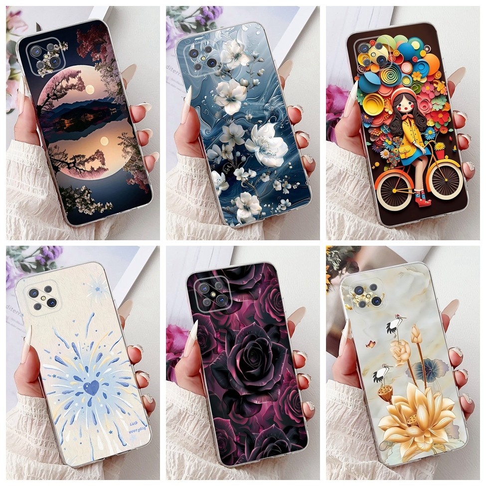 เคส Oppo Reno 4Z 5G ฝาครอบ CPH2065 ความงามแมวน่ารักแฟชั่นดอกไม้ทาสีฝาหลัง Oppo Reno4 Z 5G เคสโทรศัพท์