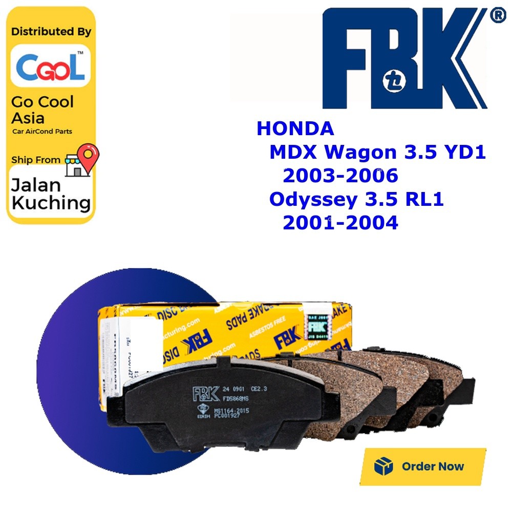 FBK HONDA Odyssey 3.5 RL1 ผ้าดิสเบรคหลัง FD5822MS