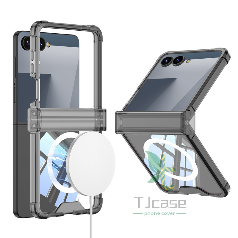 Magnetic Transparent Gasbag Case Cover Samsung Galaxy Z Flip 7 6 5 4 Hing Full Air-Cushioned Wireless Charging Casing