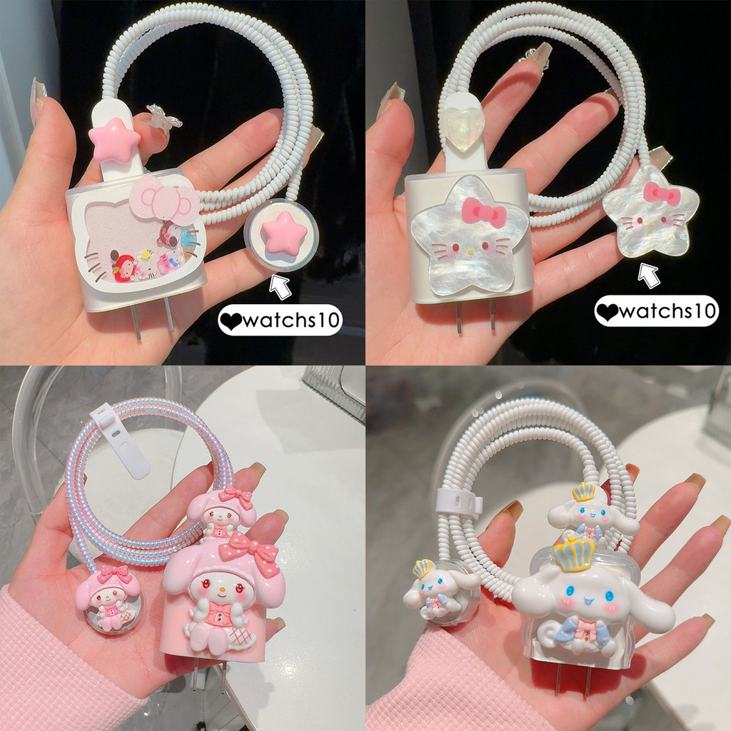 เคสการ์ตูนใหม่สําหรับนาฬิกา Series 10 สายเคเบิลข้อมูลนาฬิกาป้องกันกรณีเข้ากันได้สําหรับ Apple Iwatch S10 S9 S8 S7 Charger 20W กรณี