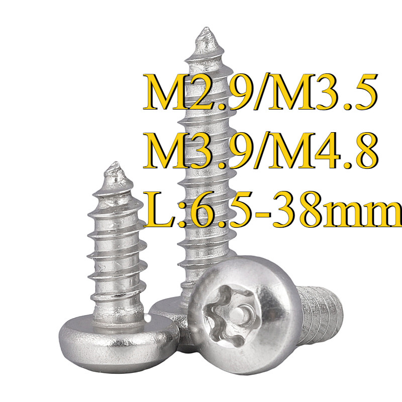 304 สแตนเลสสตีล Plum Blossom Countersunk Head/หัวกลมพร้อมคอลัมน์แตะตัวเอง M2.9/M3.5/M3.9/M4.8 L: 6.5