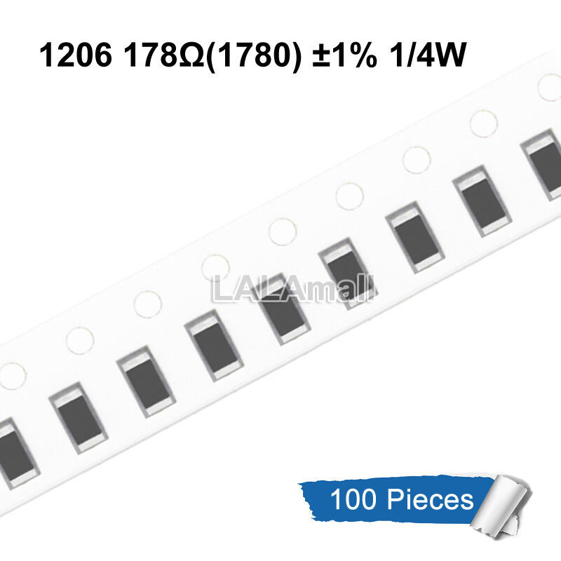 100pcs 1206 ตัวต้านทาน SMD 1% 0R 13R 33R 178R 205R 287R 412R 576R 1.24K 1.74K ohm 13R0 1780 2050 287