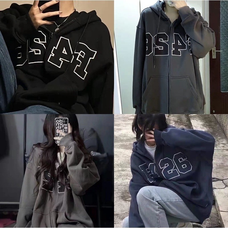 Sweet  ส่งจากไทย เสื้อกันหนาว สกรีนลาย F426 มีซิปด้านหน้าเเละมีหมวกด้านหลัง ผ้าสำลีหนาหนุ่ม ใสสบาย F