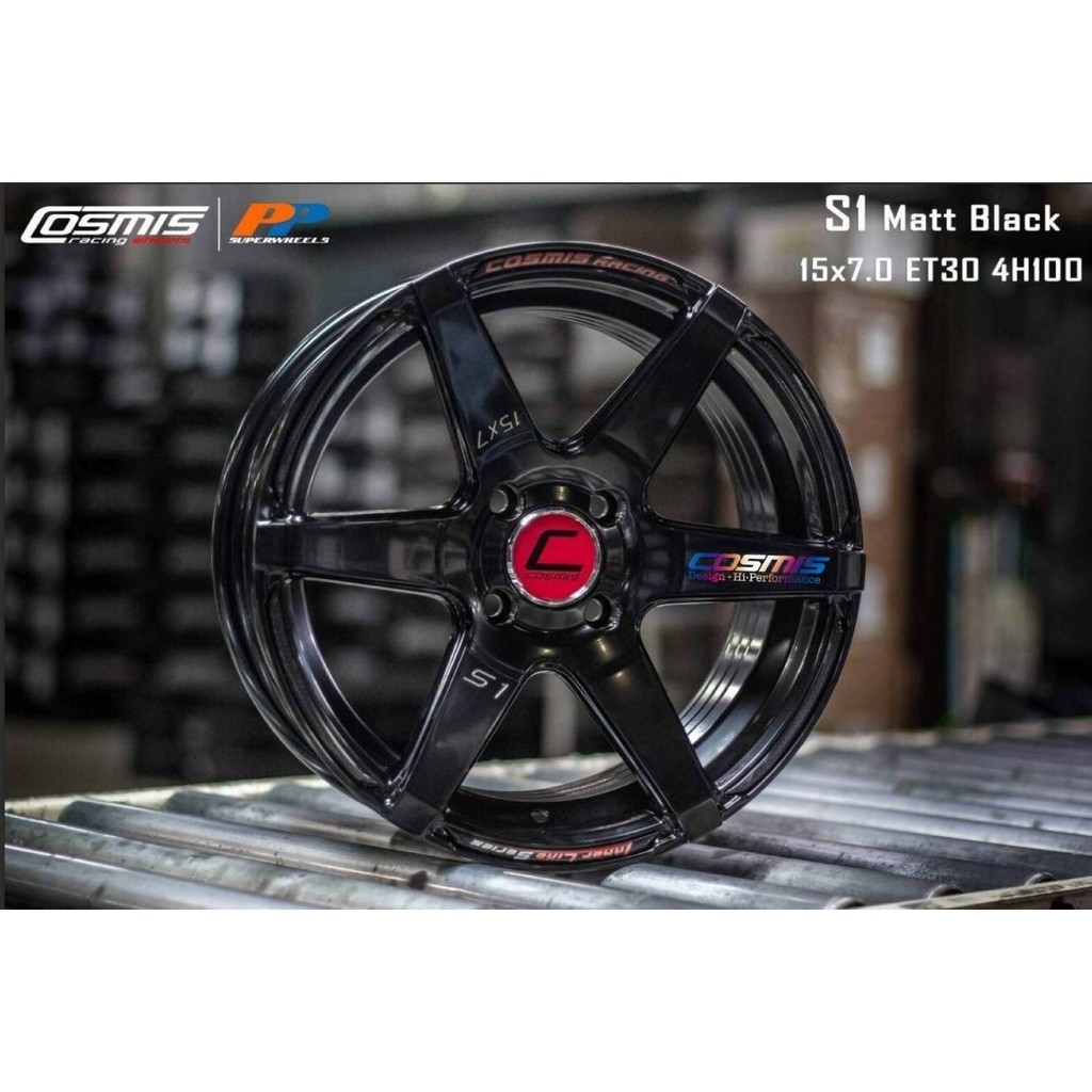 ล้อแม็ก ขอบ15” COSMIS S1 15x7.0 ET+30 4/100 สีดำ⭐️ราคาชุด4วง✅มีรับประกันนาน1ปี👍✅❤️