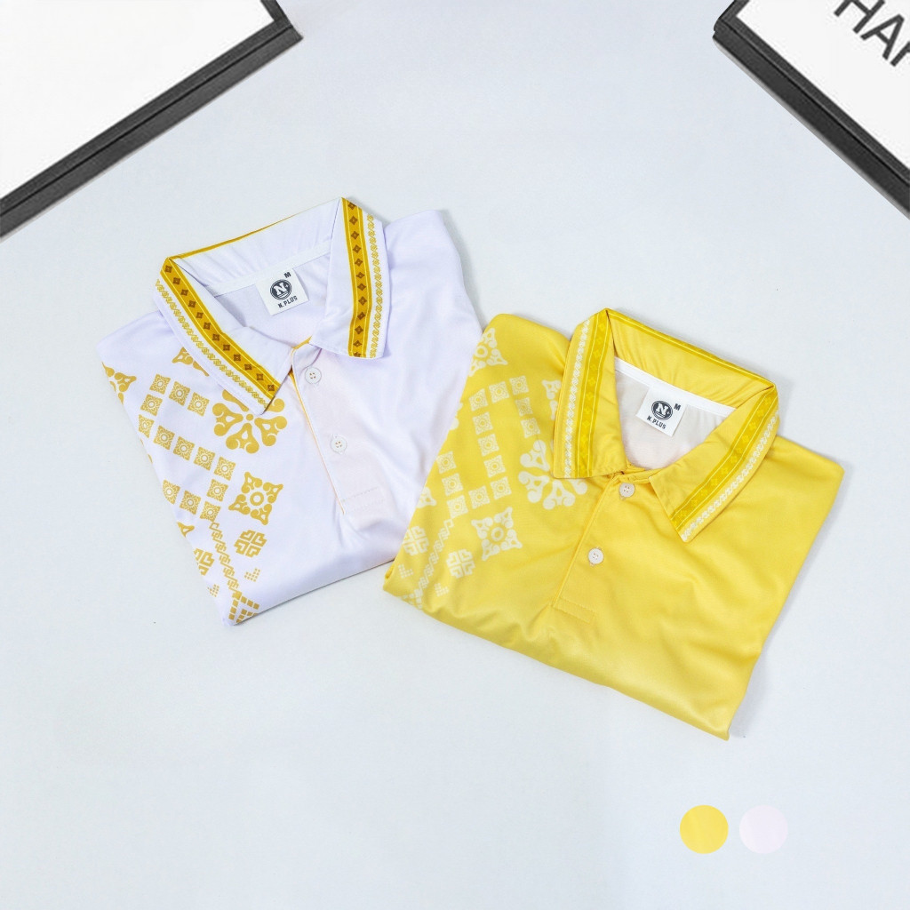 เสื้อโปโลแขนสั้น Namsap GM Unisex ลายไทย ทำจากผ้าไมโครไฟเบอร์ พิมพ์ลายละเอียดสวยงาม