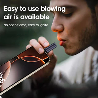 Elough Type C Mini ไฟแช็กไฟแช็กกันลมกลางแจ้งเป่าบุหรี่อะแดปเตอร์ไฟ USB-C ไฟแช็ก