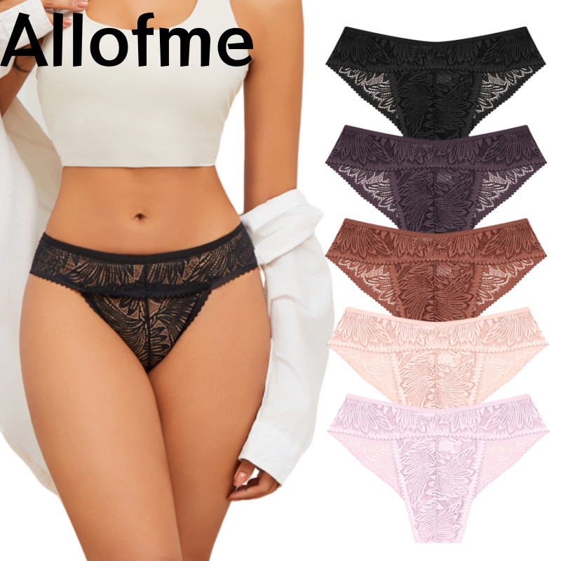 Allofme ผู้หญิงเซ็กซี่ลูกไม้ G-String แบบเปิดช่อง ต้านเชื้อแบคทีเรียและระบายอากาศได้ดี