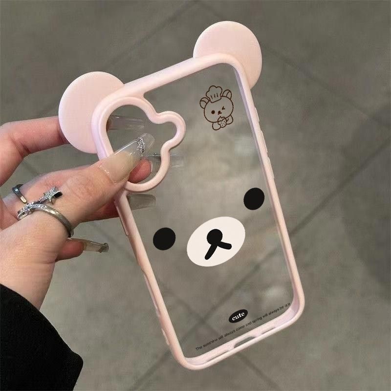 น่ารักการ์ตูน Cook Bear 3D Mickey หูอะคริลิคใสเคสโทรศัพท์สําหรับ iPhone 16Promax 16Pro 15Promax 15Pus 12 13 14 Pro Max กันกระแทกผู้หญิงฝาครอบมือถือ - รูปที่ 4