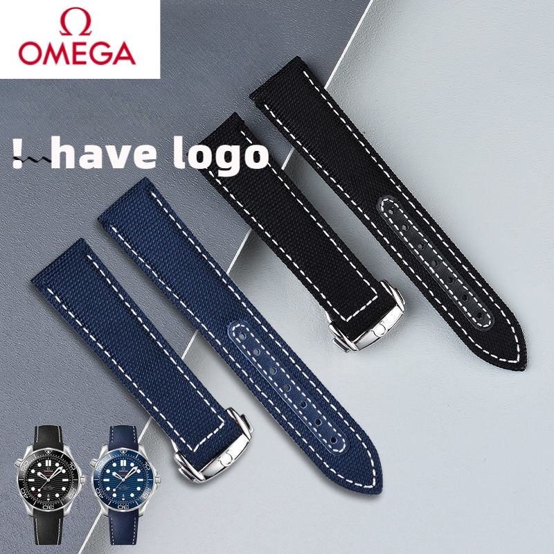 สายนาฬิกาโอเมก้า ผ้าแคนวาส 20mm 21mm สำหรับ ซีมาสเตอร์, สปีดมาสเตอร์, รุ่นสนูปปี้ | สายเรือนโอริจินัลสไตล์
