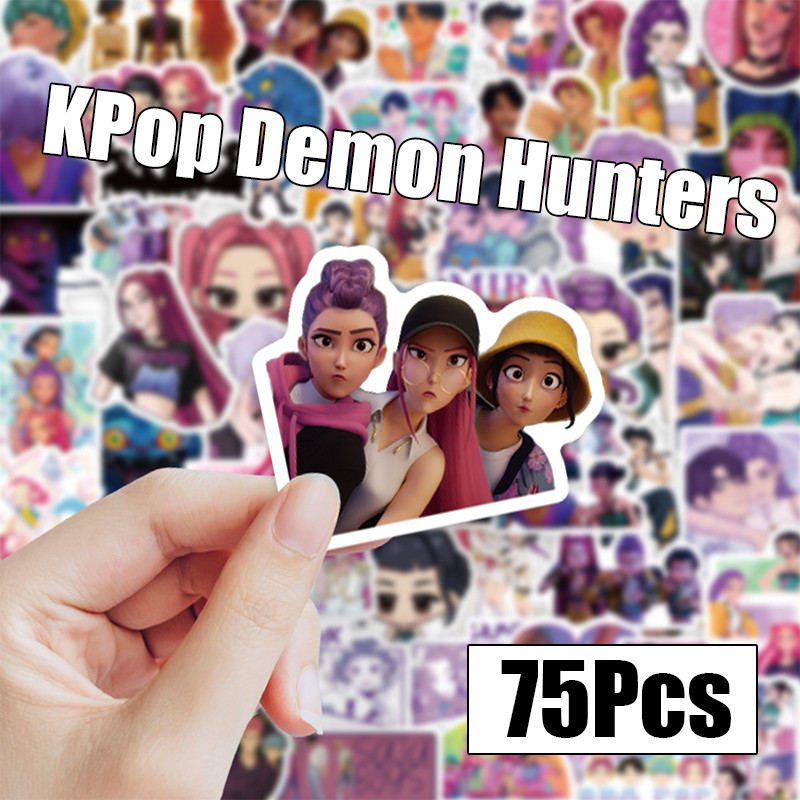2025 ใหม่ KPop Demon Hunters สติกเกอร์ HUNTR/X rumi zoey mira 75 ชิ้นสติกเกอร์ Saja Boys Jinu เด็ก atby ความลึกลับคอลเลกชันสติกเกอร์เด็ก