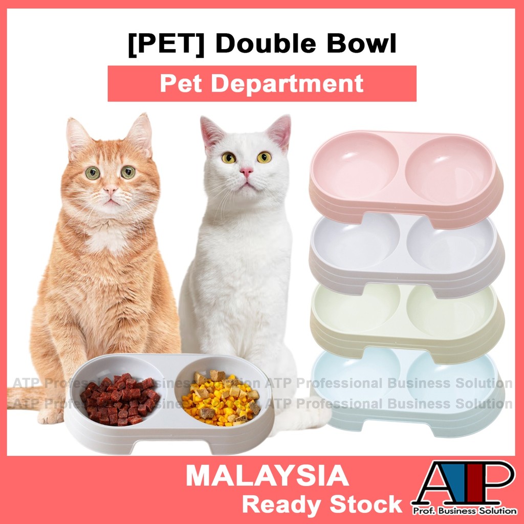 Pet Mangkuk Haiwan Macaron Pet Double Bowl Utensils Oval-Shaped Cat Bowl Minimalist Style Dog Bowl P