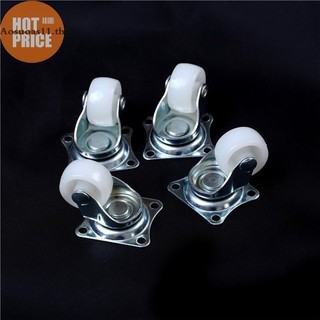 Aosuoas 4 ชิ้น 10 กก. Universal Swivel Casters 1" ล้อ Castor สีขาว PP Nylon Roller Wheel TH.