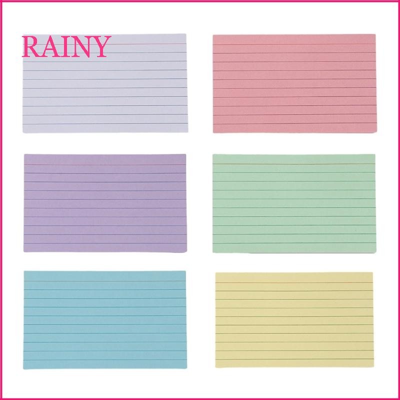RAINY 50 แผ่น Notecards สีสันสดใสกระดาษโน้ต 3x5 นิ้ว Index Card การ์ดศึกษาเล่มกว้าง