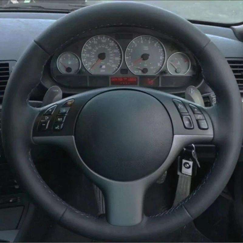 พวงมาลัยรถที่กําหนดเองหนังเทียมสําหรับ BMW M Sport E46 330i 330Ci E39 540i 525i 530i M3 E46 รถอุปกรณ