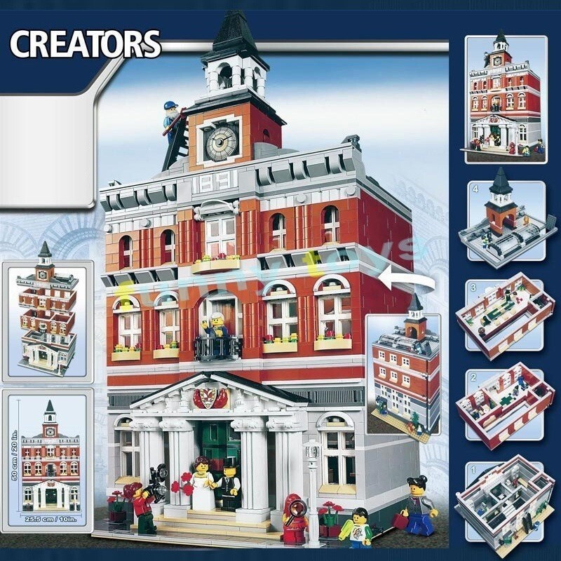 10224 Town Hall Building Blocks City Modular Buildings ของเล่นของขวัญสําหรับเด็กชายและเด็กหญิง