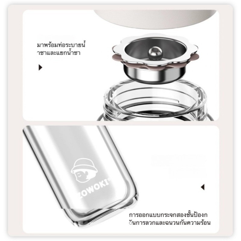 【Moko】แก้วน้ำแก้วทนความร้อนสูง แก้วน้ำรักษาความร้อนแก้ว  การออกแบบป้องกันการพุ่งของความร้อนแบบสองชั้น แก้วน้ำแก้วสไตล์เรียบง่ายใช้ได้ทั้งที่บ้านและที่ทำงาน - รูปที่ 4