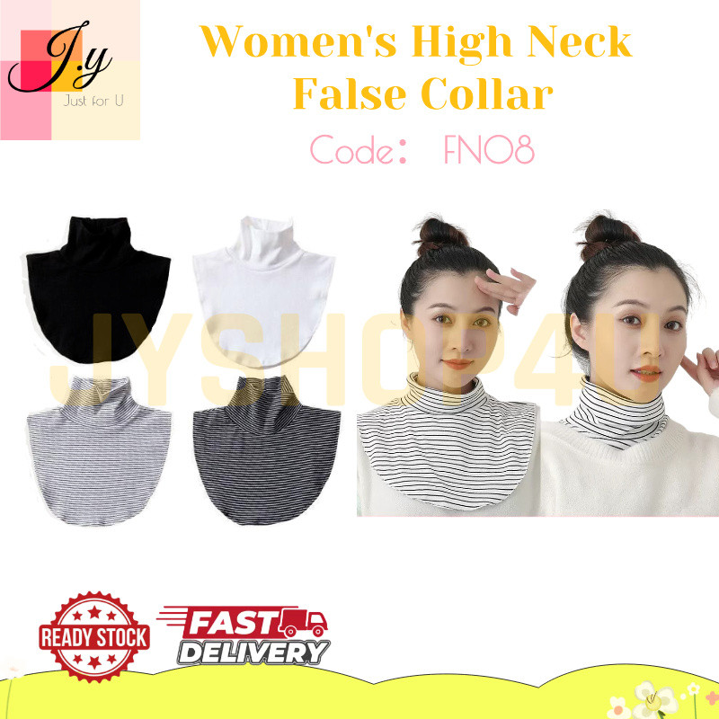 (JYSHOP4U) ปลอกคอเท็จคอสูงของผู้หญิงมีสไตล์ดูเป็นชั้นสําหรับเสื้อกันหนาวเสื้อชุดเดรส 女款假领子