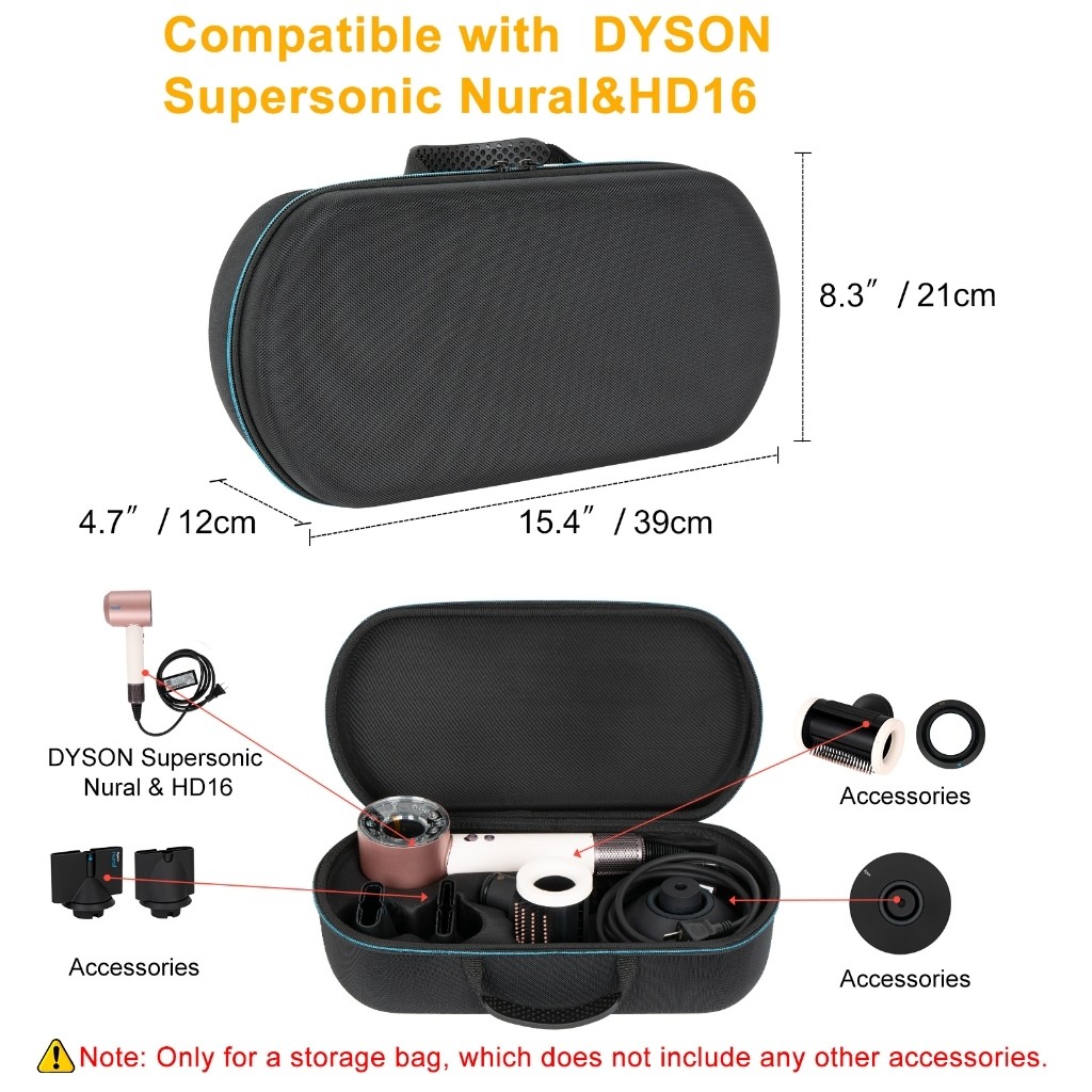 Hard EVA สําหรับเครื่องเป่าผม Dyson Supersonic HD08/HD15/HD16 กระเป๋าเก็บกระเป๋าเดินทางแบบพกพาสําหรั