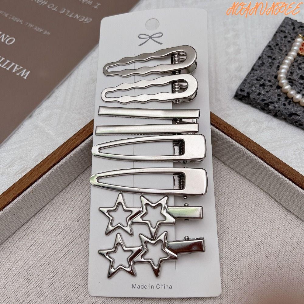 NOANUNDEE - ชุดกิ๊บติดผม 8 ชิ้น Y2K Retro Style, Vintage Silver Duckbill Clips