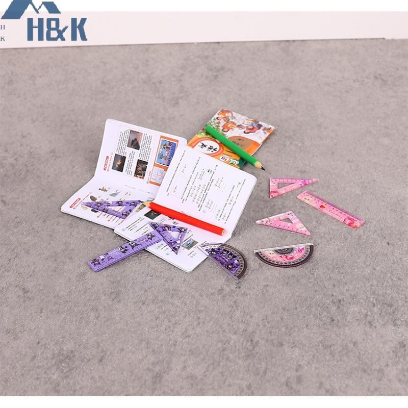 [H&K Jul] 4PCS 1/12 Dollhouse Miniature Study เครื่องเขียนไม้บรรทัดชุดตุ๊กตา House อุปกรณ์เสริมการเรียนรู้ฉากตกแต่ง {th} - รูปที่ 5
