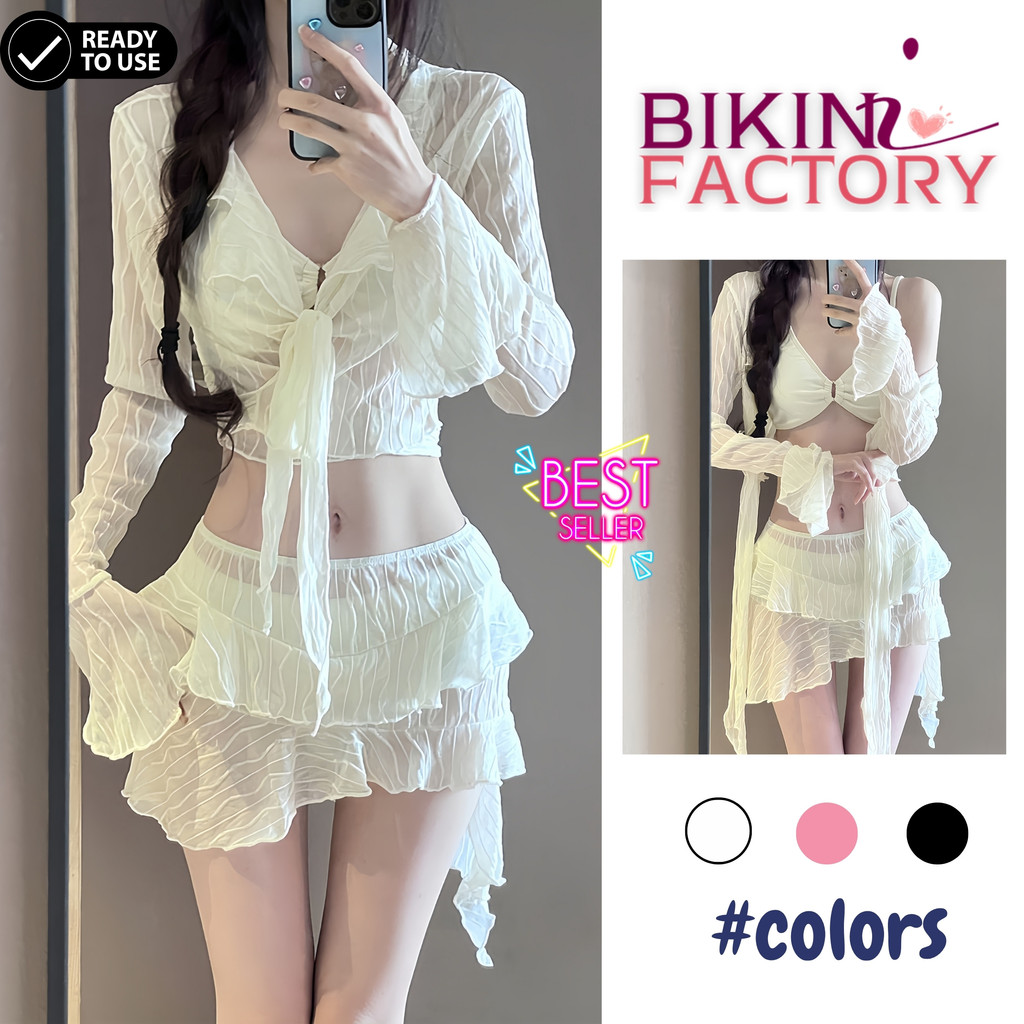 BIKINI FACTORY บิกินี่เซ็ท บิกินี่แขนยาว บิกินี่น่ารัก 🍨 M-XL | น้ำหนัก 40-65 กก. BK-108
