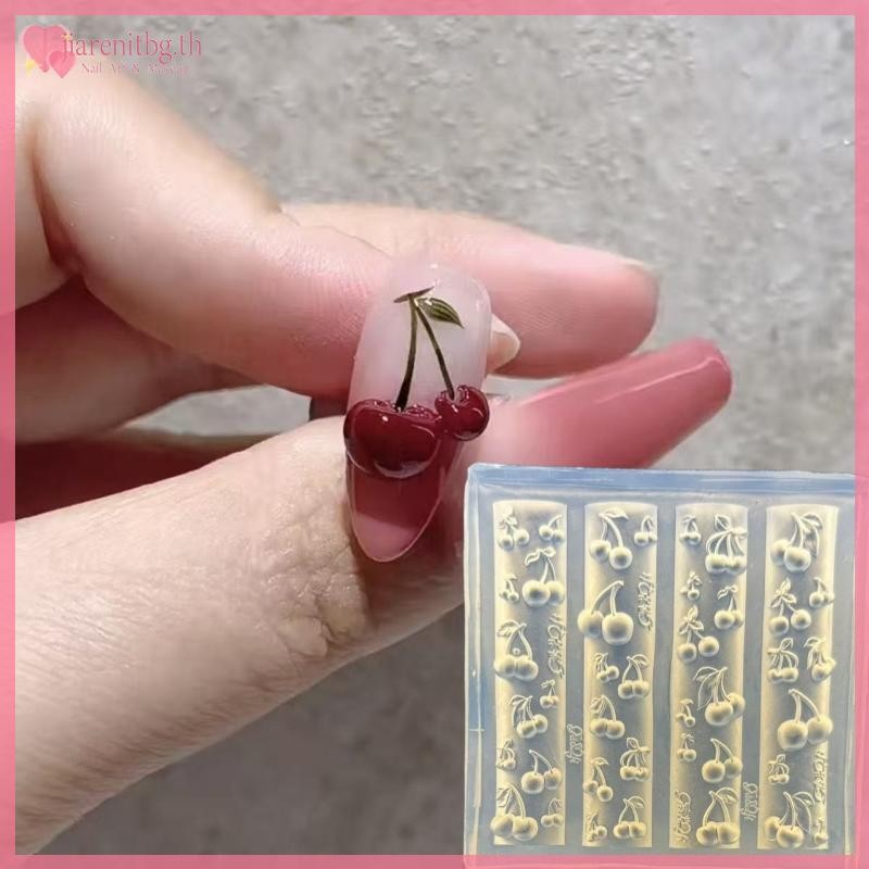RENBG 3D Rose ดอกไม้ซิลิโคนแม่พิมพ์ตกแต่งเล็บ DIY เชอร์รี่ออกแบบเล็บแม่แบบเครื่องประดับหัตถกรรมเล็บออกแบบเครื่องมือ TH