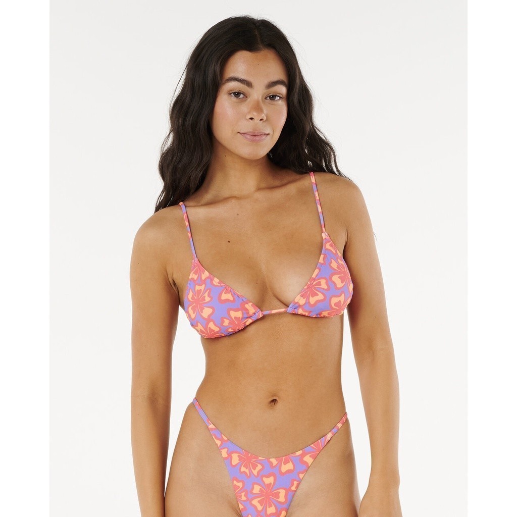 RIPCURL เซ็ตชุดว่ายน้ำ บิกินี่ลายดอก 0P6WSW NEON ISLES SLIDING TRI TOP & CHEEKY HIPSTER W25